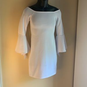 Womens Anthropologie White Bell Sleeve Dress